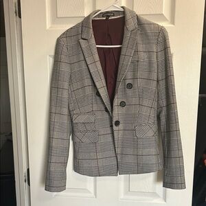 Express Black and White Plaid Blazer